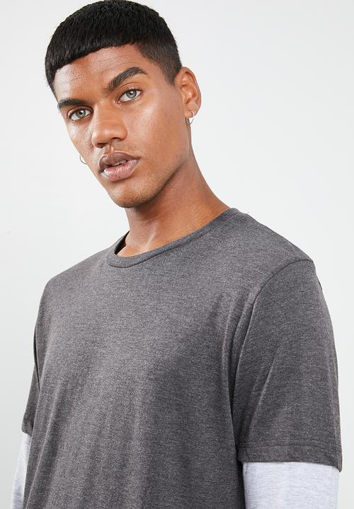 Brave Soul - Binate tee - charcoal & grey