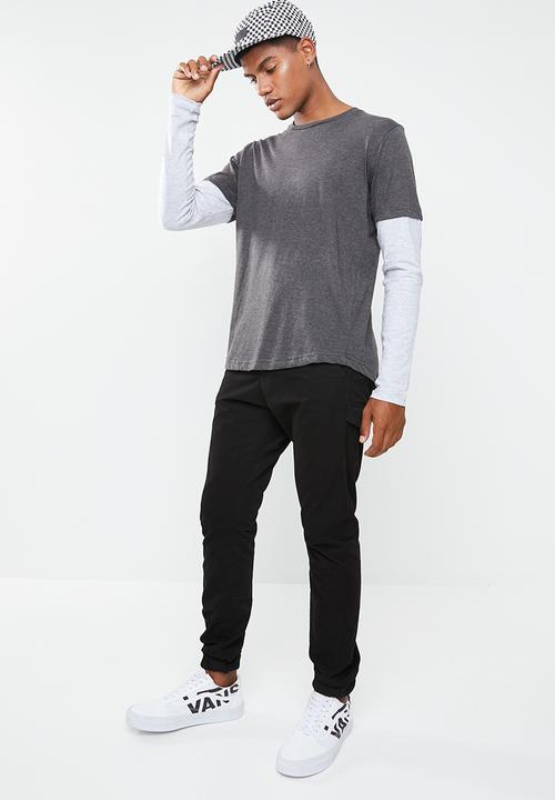 Brave Soul - Binate tee - charcoal & grey