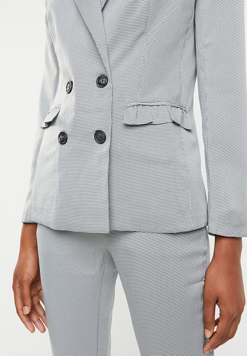 dailyfriday - Double breasted blazer with ruffle detail - black & white