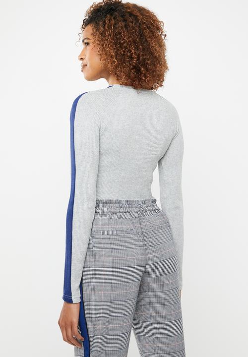 ONLY - Ida long sleeve panel pullover knit - grey 