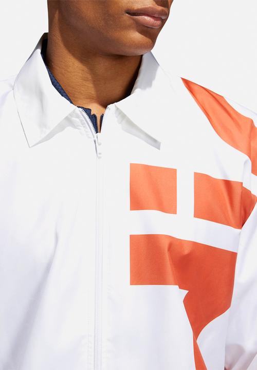 adidas Originals - Big Adi windbreaker jacket - white & orange