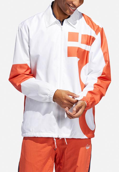 adidas Originals - Big Adi windbreaker jacket - white & orange