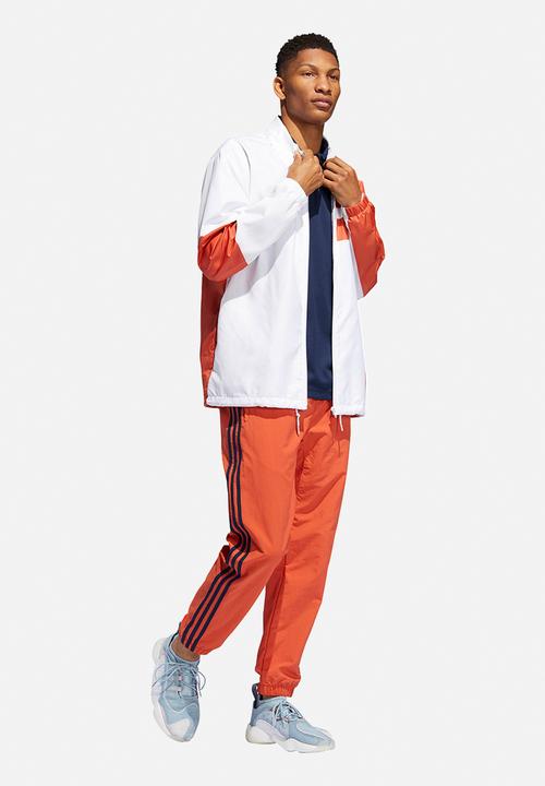 adidas Originals - Big Adi windbreaker jacket - white & orange