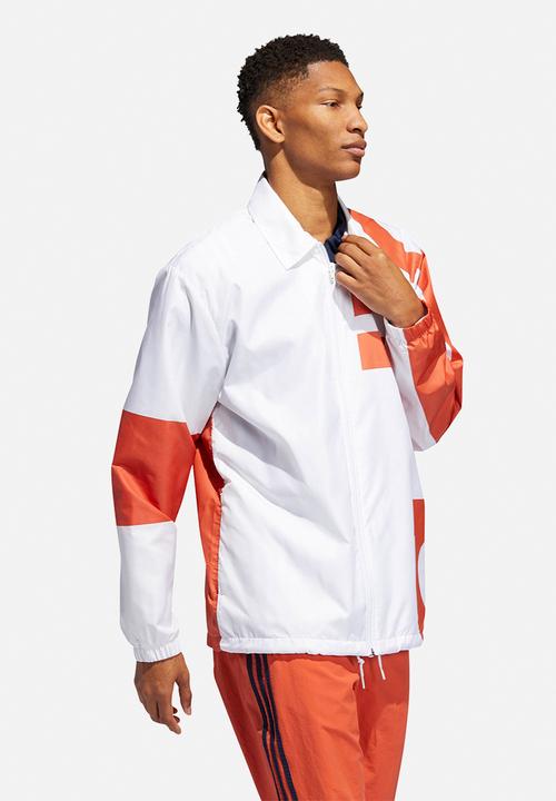 adidas Originals - Big Adi windbreaker jacket - white & orange