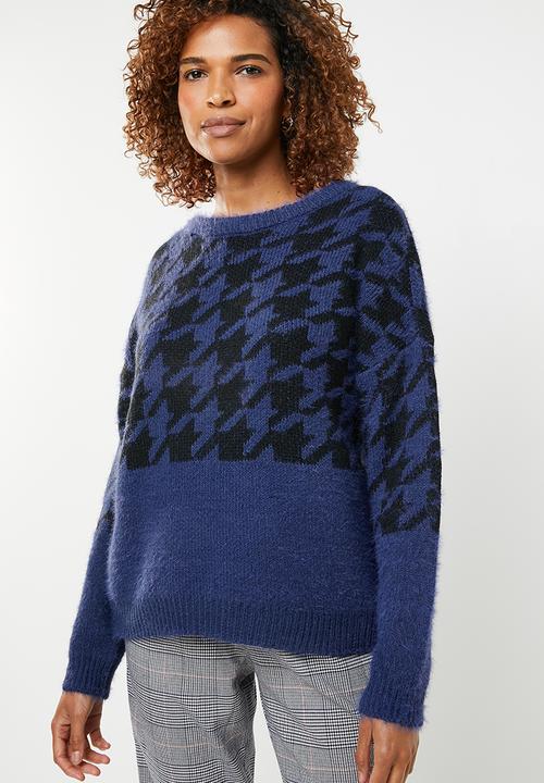 ONLY - Telma houndstooth knit - blue