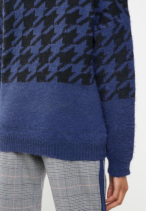 ONLY - Telma houndstooth knit - blue