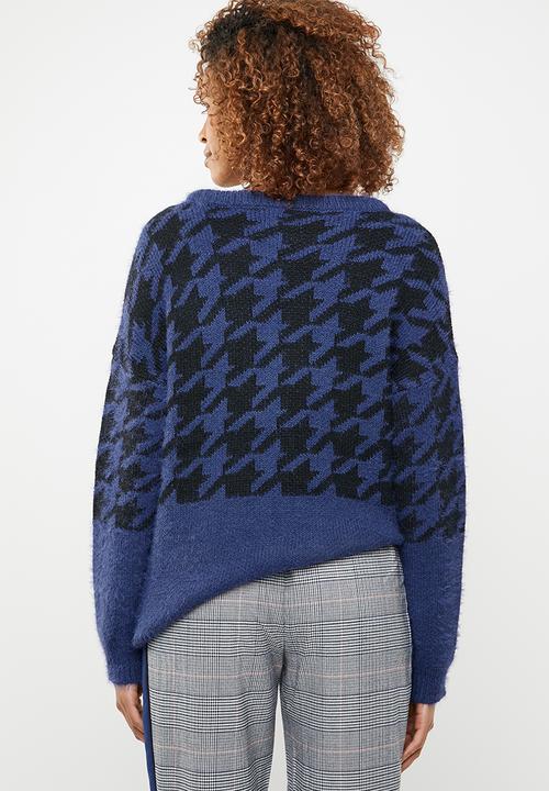 ONLY - Telma houndstooth knit - blue