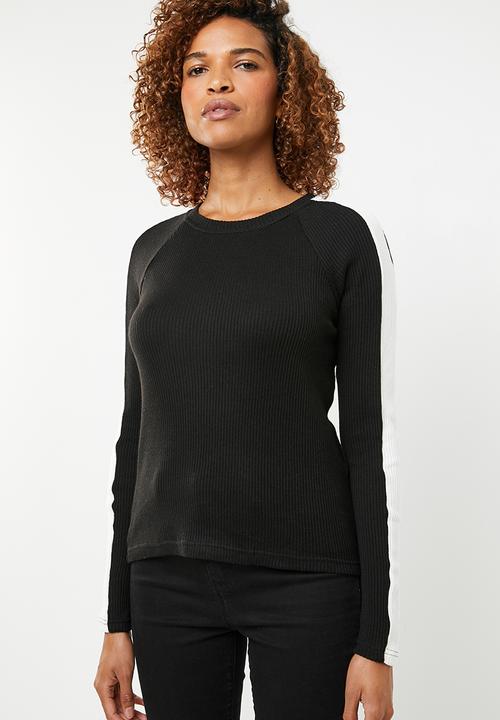 ONLY - Ida long sleeve panel pullover knit - black