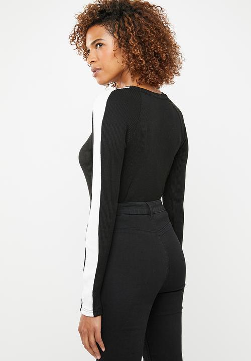 ONLY - Ida long sleeve panel pullover knit - black
