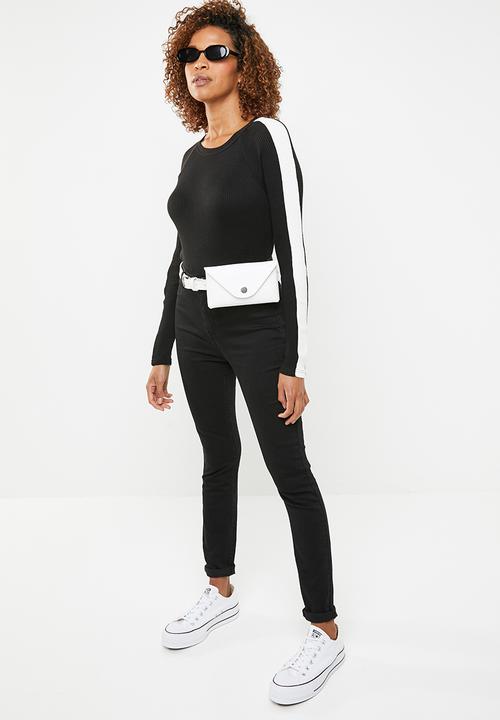 ONLY - Ida long sleeve panel pullover knit - black