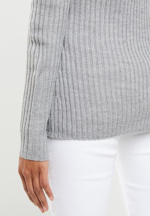 edit - Essentiall ribbed v neck jersey  - grey