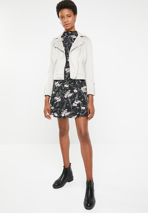 New Look - Mila suedette biker jacket - grey