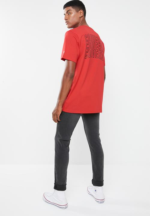 Converse - Lined star chevron tee - red 