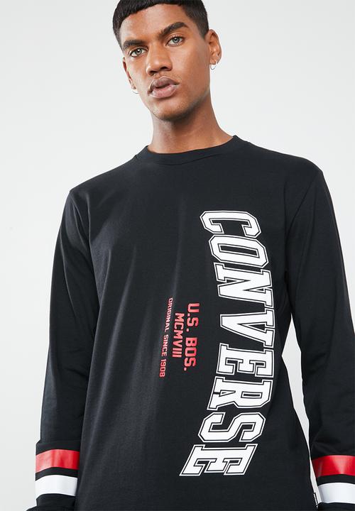 Converse - Vertical collegiate text tee - black