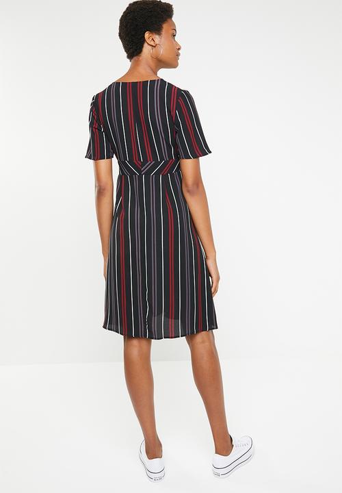 Brave Soul - Stripe empire unlined midi dress - navy