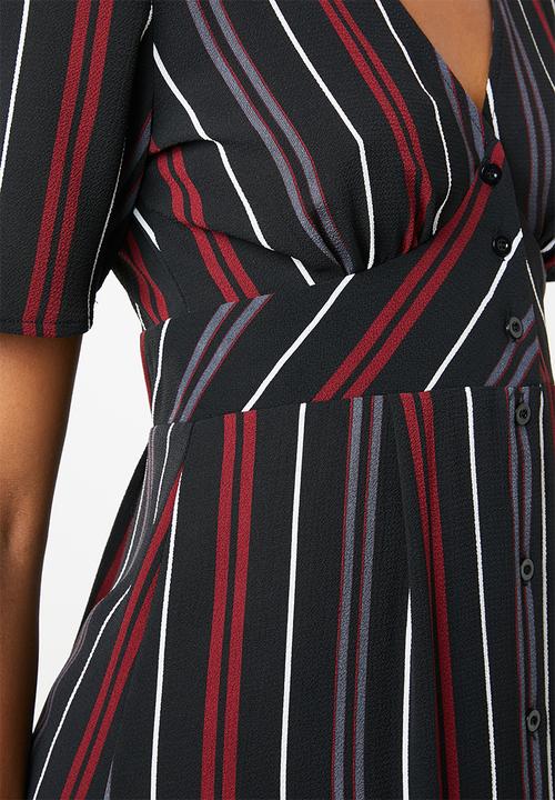 Brave Soul - Stripe empire unlined midi dress - navy