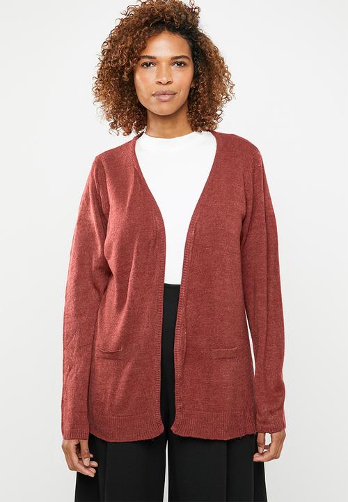 edit - Essential longer length cardigan - burgundy
