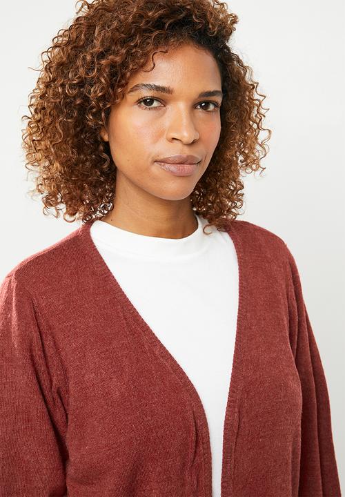 edit - Essential longer length cardigan - burgundy