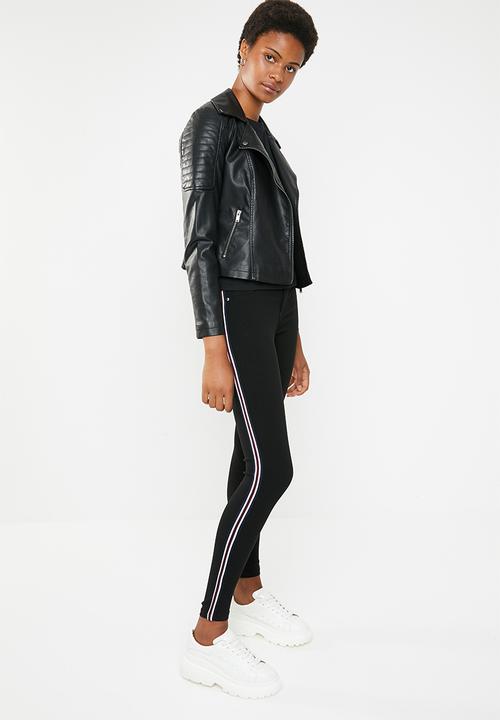 Brave Soul - Side stripe denim jeans - black
