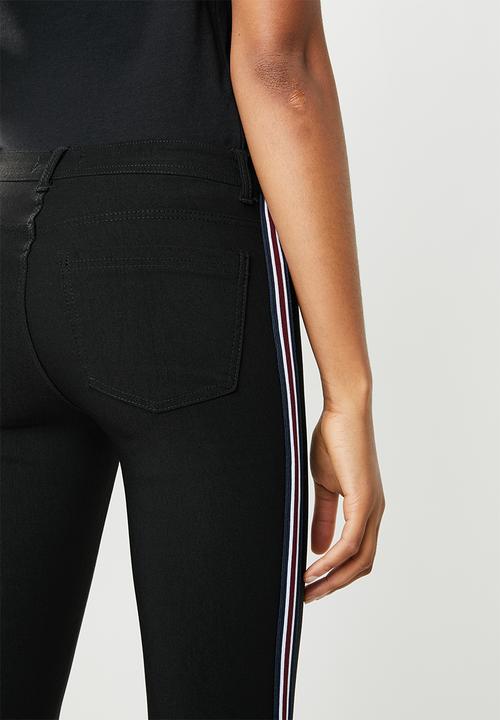 Brave Soul - Side stripe denim jeans - black