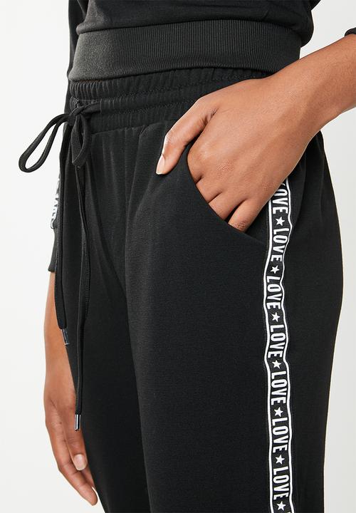 Brave Soul - Side tape joggers - black