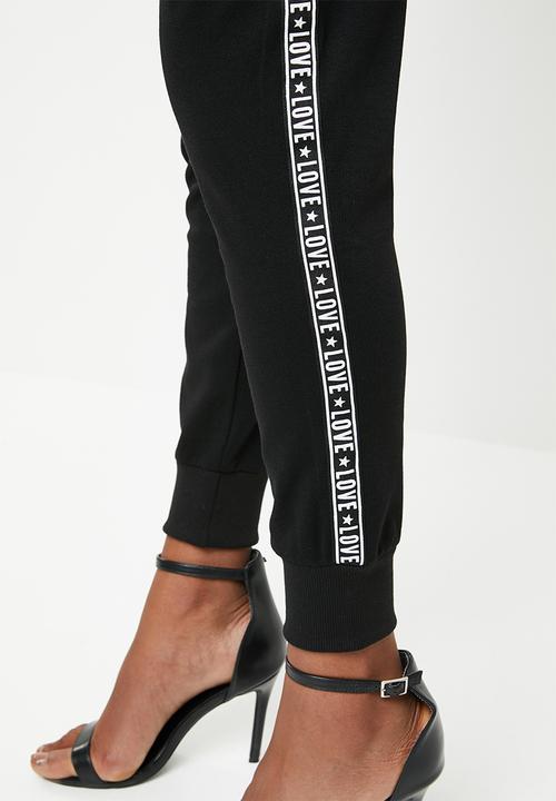 Brave Soul - Side tape joggers - black
