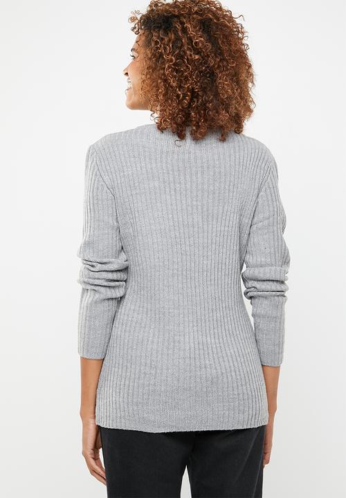 edit - Essential ribbed round neck jersey - grey