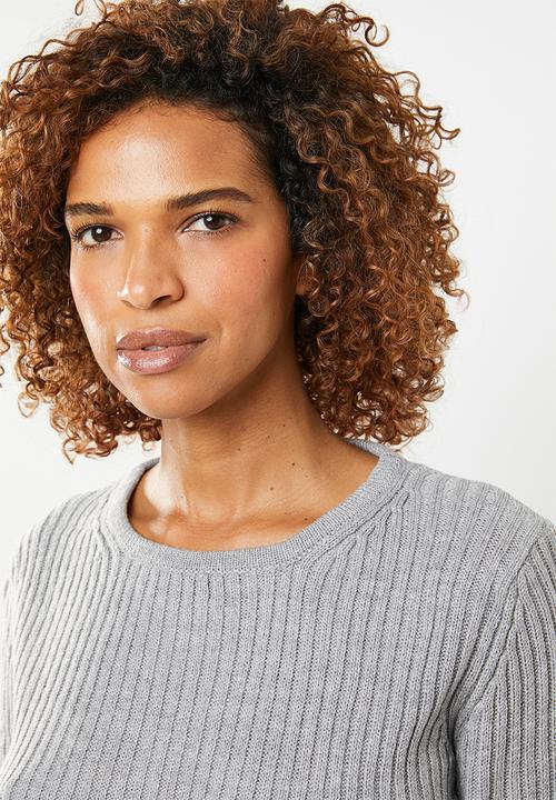 edit - Essential ribbed round neck jersey - grey