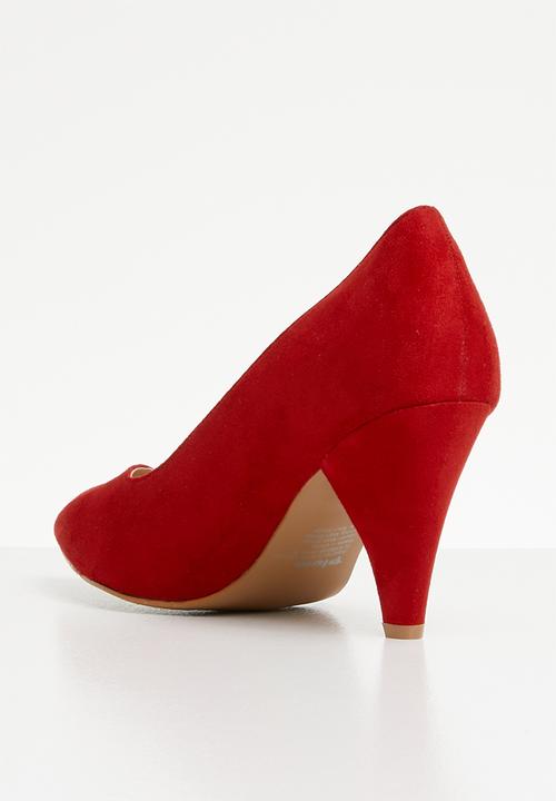 Plum - Genie cone heel pump - red