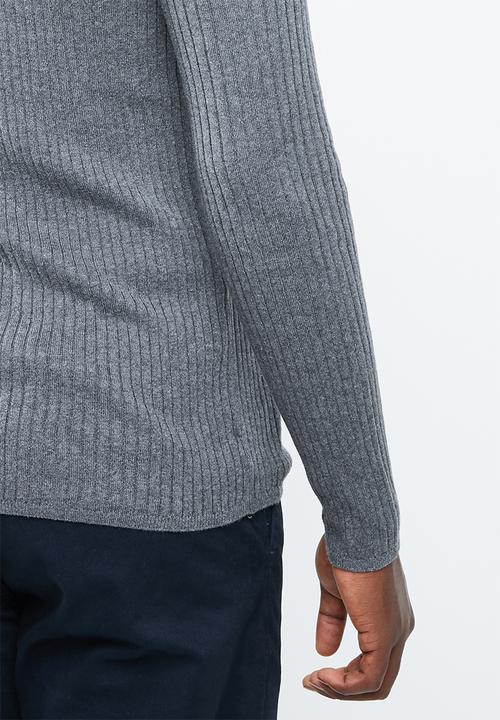 Superbalist - Slim fit ribbed crew neck knit - grey
