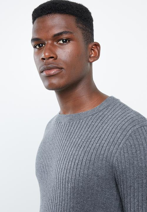 Superbalist - Slim fit ribbed crew neck knit - grey