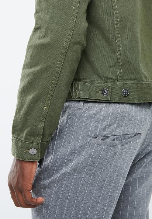 Superbalist - Colour Slim Denim Trucker Jacket - khaki