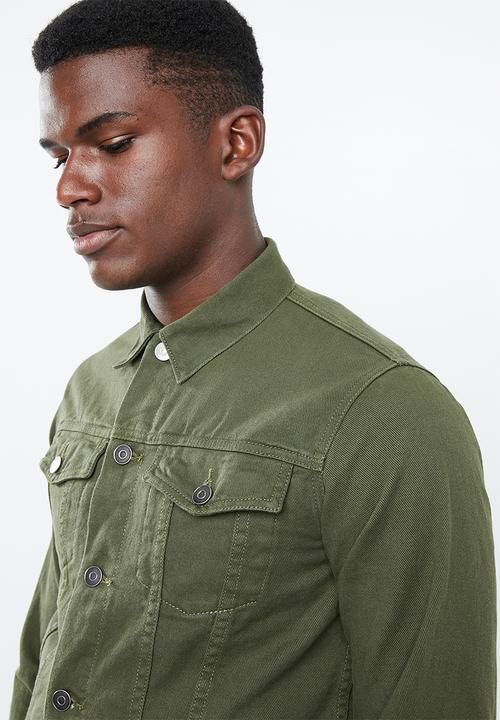 Superbalist - Colour Slim Denim Trucker Jacket - khaki