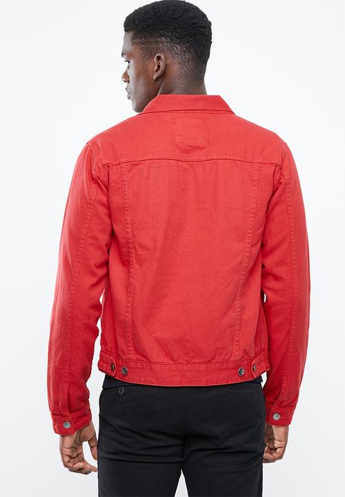 Superbalist - Colour Slim Denim Trucker Jacket - red