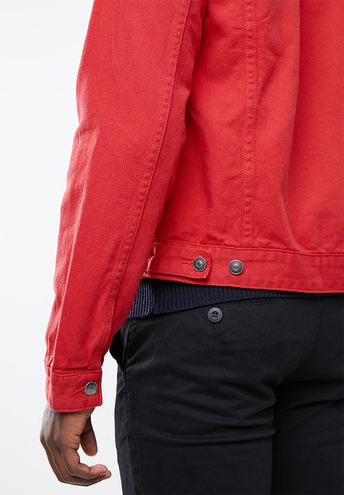 Superbalist - Colour Slim Denim Trucker Jacket - red
