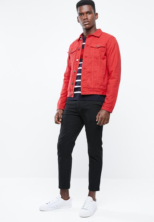Superbalist - Colour Slim Denim Trucker Jacket - red