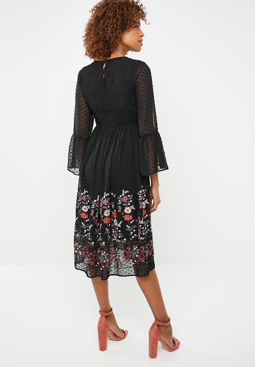 ONLY - Vanilla embroidered dress - black