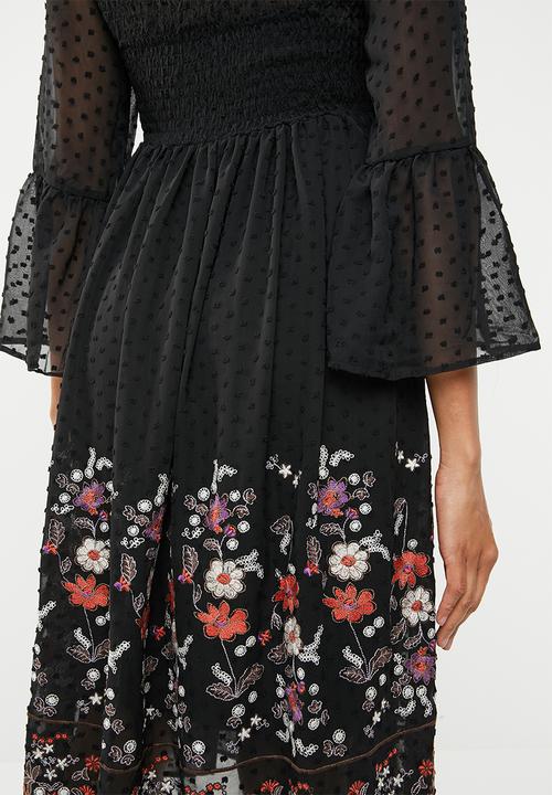 ONLY - Vanilla embroidered dress - black