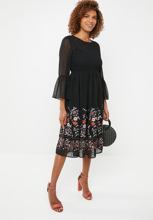 ONLY - Vanilla embroidered dress - black