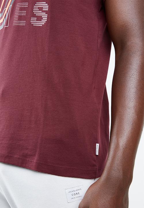 Jack & Jones - Harly short sleeve regular fit tee - burgundy
