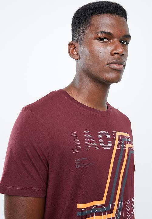 Jack & Jones - Harly short sleeve regular fit tee - burgundy