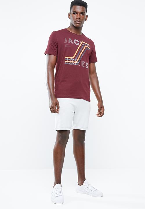Jack & Jones - Harly short sleeve regular fit tee - burgundy