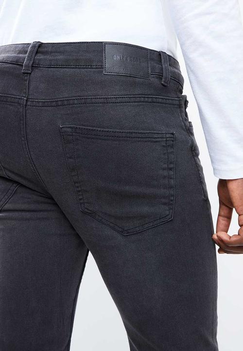 Only & Sons - Warp skinny knee cut jeans - grey