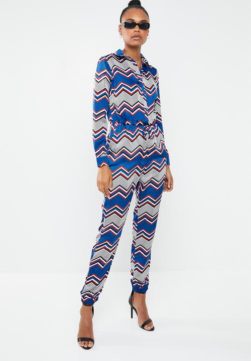 Missguided - Chevron long sleeve utility jumpsuit - multi