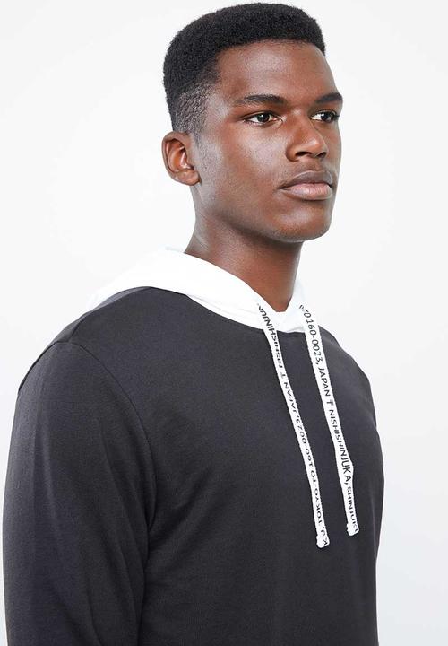 Only & Sons - Danny contrast sweat hood - black