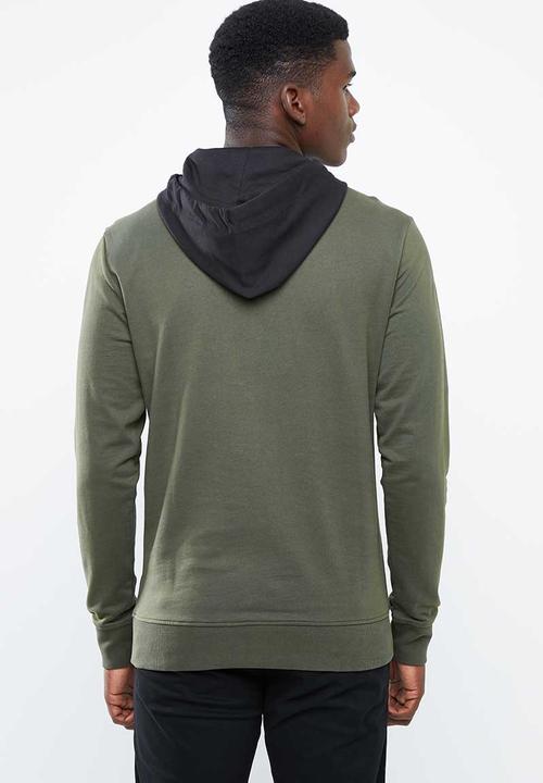 Only & Sons - Danny contrast sweat hood - green