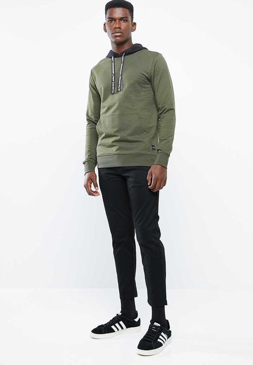 Only & Sons - Danny contrast sweat hood - green