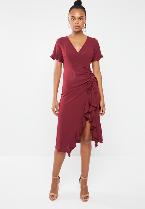 ruched side midi dress