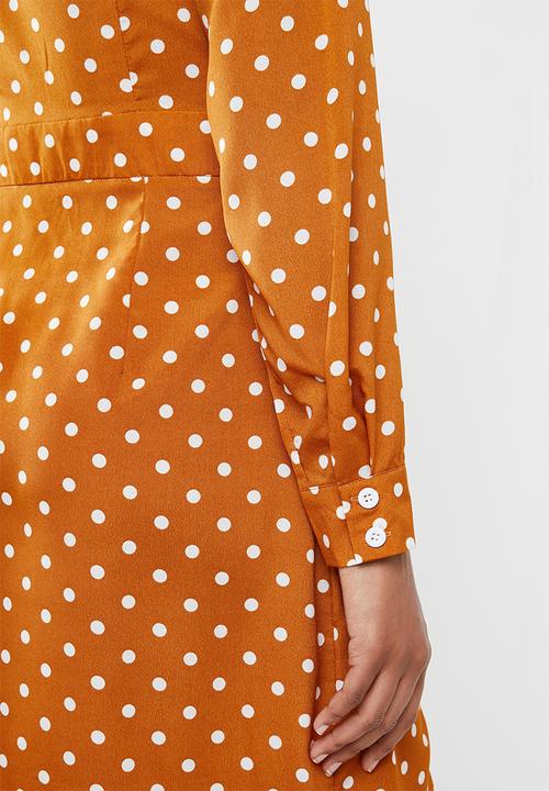 Missguided - Midi polka dot shirt dress - yellow & white