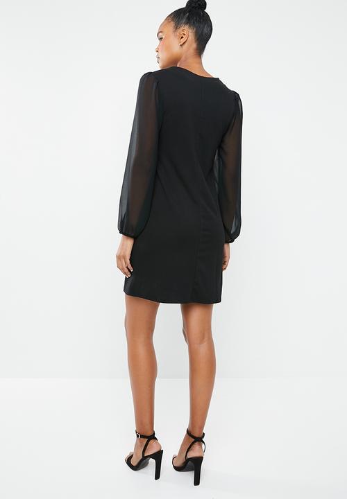 Superbalist - Shift dress with contrast sleeve - black